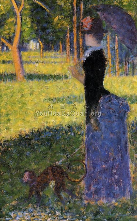 La Grande Jatte, Woman with a Monkey - 乔治·修拉